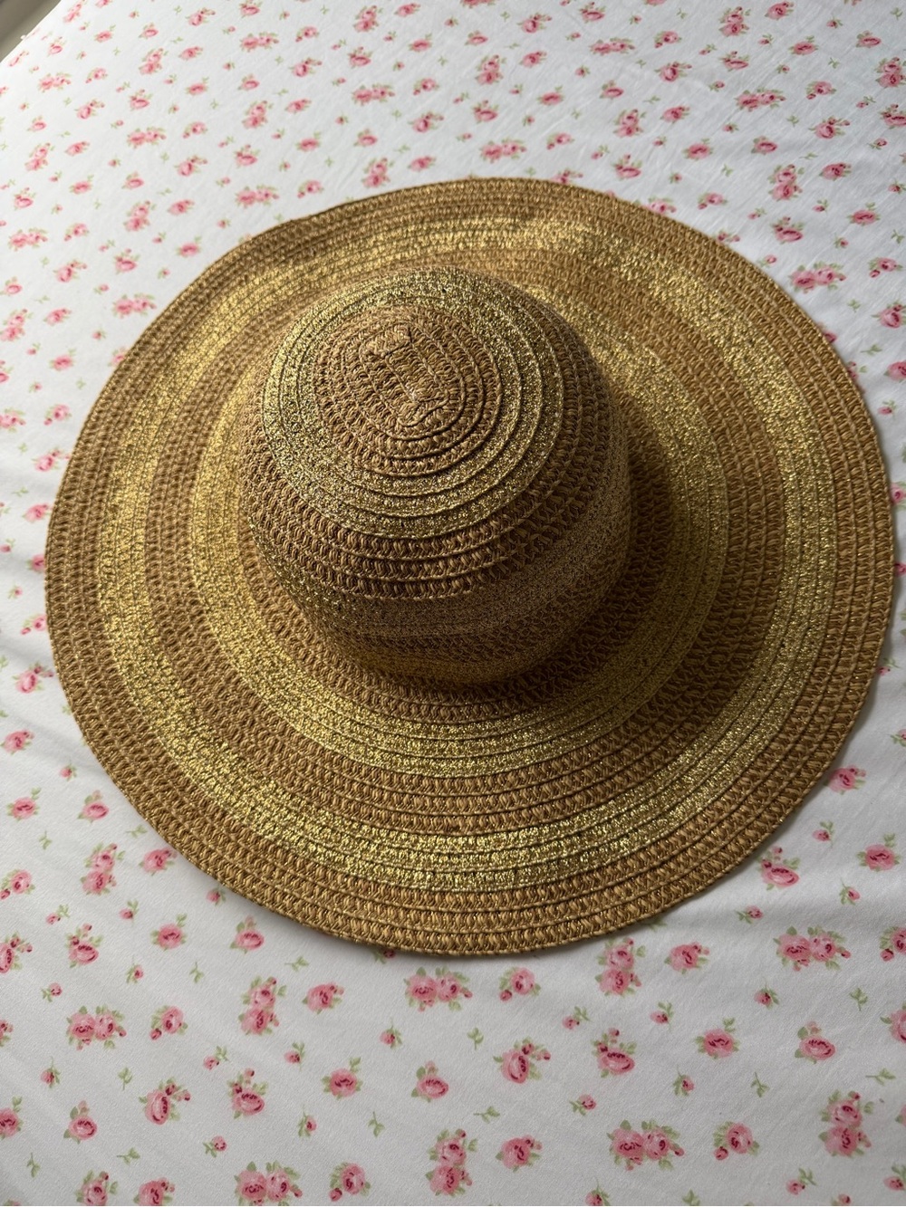 San Diego Hat Company Gold-Tone Wide Brim Straw Sun Hat